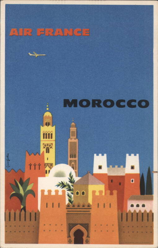 Air France Morocco Travel Poster Advertisement Postcard