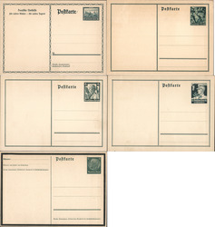 Five German Postal Cards with Paul von Hindenburg Stamps Postcard