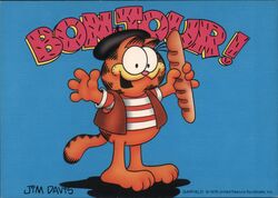 Garfield Bonjour French Cat Postcard Postcard
