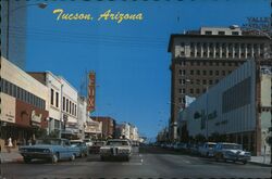Tucson Arizona Congress Street Downtown Looking East Postcard