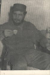 Fidel Castro with a Small Cup, 1959 Postcard