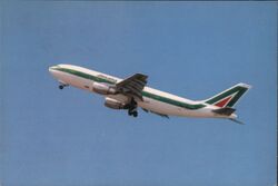 Alitalia Airbus A300-B4-200 Airplane in Flight Postcard