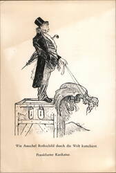 Antisemitic caricature of Amschel Rothschild controlling the world Postcard