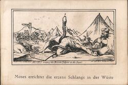 Moses erecting the brazen serpent in the Desert Postcard