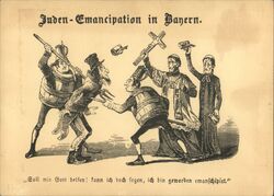 Antisemitic postcard mocking Jewish emancipation in Bavaria Postcard