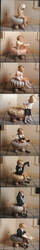 Little Master Muffet Tuffett - Huge Fold-Out Postcard 8 Views of Boy Getting Dressed Large Format Postcard
