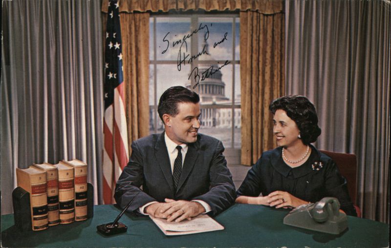 Autographed: Senator Frank Church and Wife Bethine at Desk