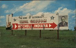 Home of Astronaut Virgil Grissom Sign, Mitchell, IN Postcard