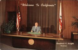 Welcome to California. Goodwin V. Knight, Govenor Postcard