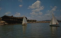 The Quail's Inn and Sailboats, Lake San Marcos Postcard