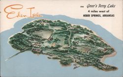 Illustrated Map of Eden Isle, Greer's Ferry Lake Postcard