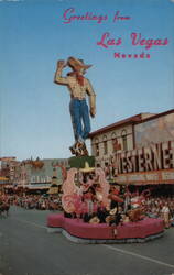 Vegas Vic on Helldorado Parade Float, Las Vegas, NV Postcard