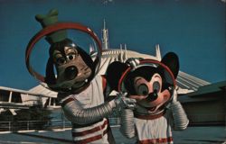 Mickey & Goofy in Space Suits, Space Mountain, Tomorrowland Postcard