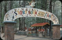 Story Book Lane Entrance, Deer Forest at Paw Paw Lake Postcard