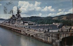 USS Missouri, Pedro Miguel Locks, Panama Canal Postcard