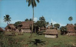 Fijian Village with Thatched Huts Postcard