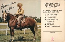 Rancher Glen's Christmas Seal Health Club Membership Card Postcard