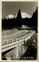 On Hi-Way 99 Near Mt. Shasta Postcard