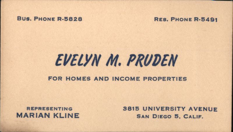 Evelyn M. Pruden, Homes and Income Properties, San Diego CA