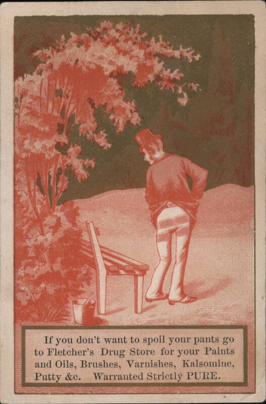 Fletcher's Drug Store - Don't Spoil Your Pants Paint Ad