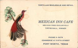 Mexican Inn Cafe, Fort Worth, TX - Real Feather Bird Art Business Card