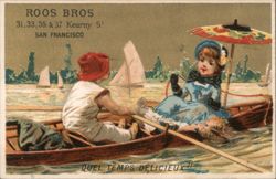 Roos Bros Clothing, Children Rowing Boat, San Francisco Trade Card