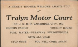 Tralyn Motor Court, U.S. 40, Cambridge City, IN Business Card