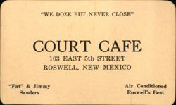 Court Cafe, Roswell, NM - We Doze But Never Close Business Card
