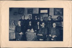 Ten Men in Uniforms, Indoor Group Portrait Trade Card