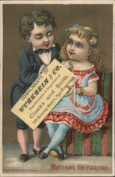 Wurkheim & Co. Cloaks and Suits, Children "May I Have the Pleasure" San Francisco Trade Card