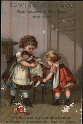 Girls Playing with Dolls, Edwin C. Burt & Co. Shoes Trade Card