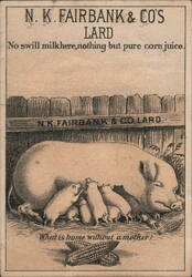N.K. Fairbank & Co's Lard - Sow, Piglets & Corn Trade Card