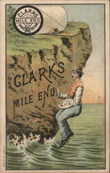 Clark's Mile End Spool Cotton, Artist Painting on Cliffside Trade Card