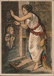 Seattle Coal 'XOTAXLOVE' Ad by B.H. Ramsdell, Woman and Cupid at Door Trade Card