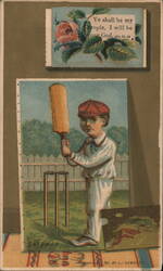 Young Boy Cricket Batsman, "Ye shall be my people" Trade Card
