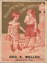 Sollers & Co's Fine Shoes, Weller Stockton CA, Calendar 1880 Trade Card