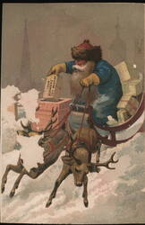 Santa Claus in Sleigh, Advertisement for G. A. Schwarz Toy Bazaar Trade Card
