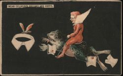 Wear Celluloid Collars and Cuffs, Figure Riding Frog Trade Card