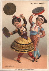 Au Bon Marché, Spanish Children Dancing, Paris Advertisement Trade Card