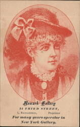 Newark Gallery, San Francisco, CA - Advertisement with Woman in Hat Trade Card