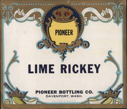 Pioneer Lime Rickey, Pioneer Bottling Co., Davenport, WA Label