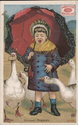 Highway Robbery - Child with Geese & Umbrella, Pearline Advertisement Trade Card