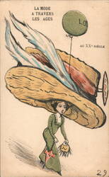 La Mode à Travers les Âges - Au XXe Siècle, Woman with Exaggerated Hat Postcard