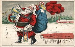 Santa Claus, "I'm On My Way To Santa Claus' Barn" Postcard