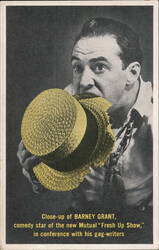 Barney Grant, Comedy Star Conferring with Gag-Writers for 'Fresh Up Show' Postcard