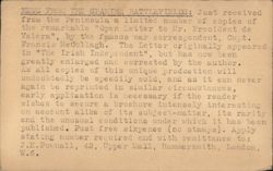 Ad: Capt. McCullagh's 'Open Letter to Pres. de Valera' on Spanish Battlefields Postcard