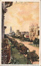 Looking Westward in El Prado, Panama-California Exposition Postcard