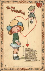 To My Valentine: 'I Know a Somebody I Won't Tell!' Postcard