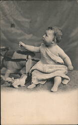 Baby Reaching for Spider, Little Miss Muffet Theme Postcard
