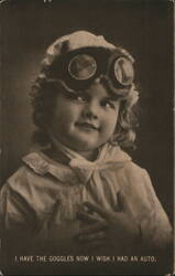 Child in Goggles Wishes for an Auto Postcard